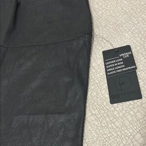 90 Degree Black Leather Look Leggings